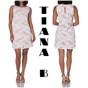 TIANA B. Women's Petite A-line Lace Dress White blush mini